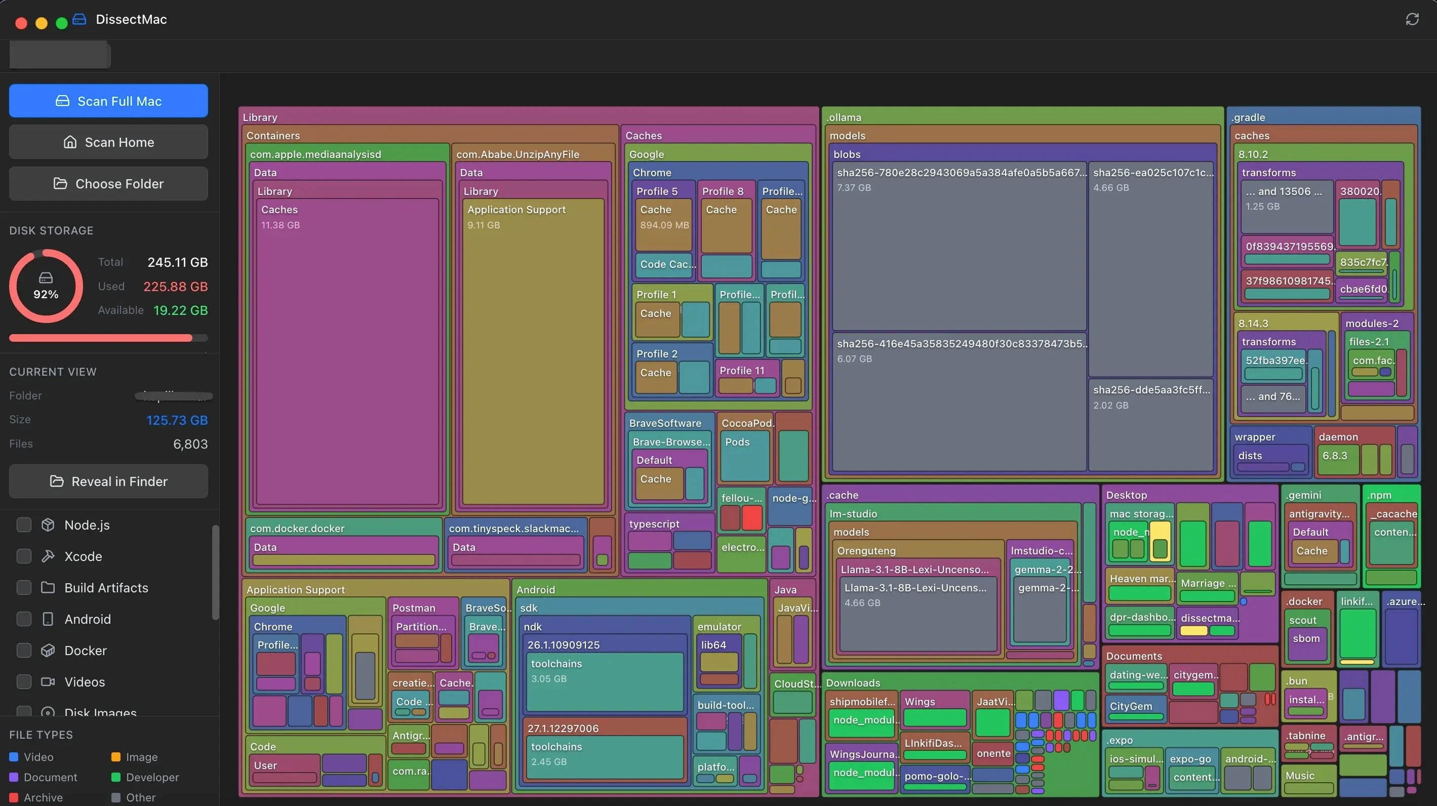 DissectMac - Storage visualization interface